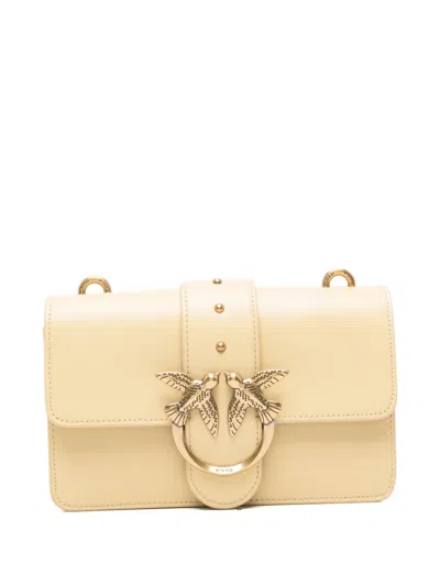 Pinko Love Birds Stud-embellished Leather Shoulder Bag In Red