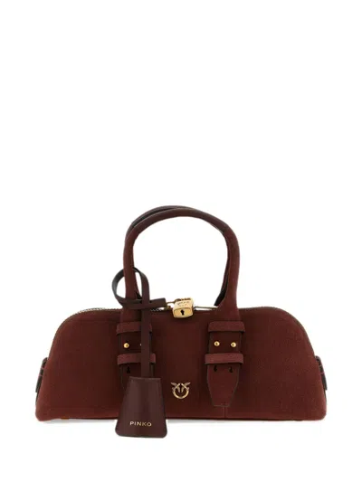 Pinko Love Birds Suede Tote Bag In White