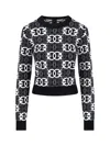 Pinko Gypsies Cropped Sweater Black/white In Multi