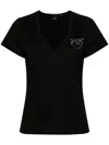 Pinko Turbato T-shirt With Jewel Embroidery In Cotton In Black