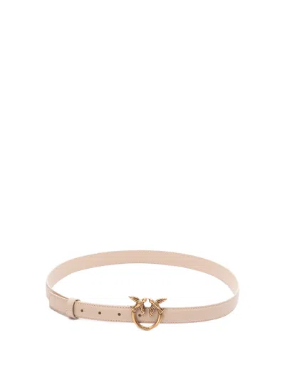 Pinko `love Birds` Thin Belt In Beige