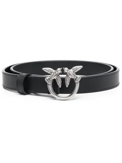 PINKO PINKO LOVE BIRDS THIN LEATHER BELT 2CM