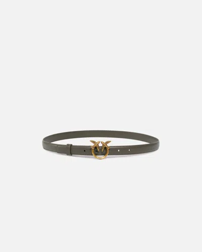 Pinko Brown Calf Leather Bos Taurus Regular Belt In Gray