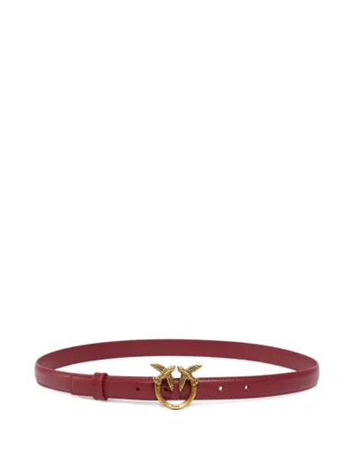 Pinko Love Birds Thin Leather Belt In Red