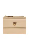 Pinko Logo Detail Compact Wallet With Multiple Slots In Neutrals