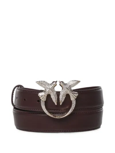 Pinko Love Birds-buckle Belt In Brown
