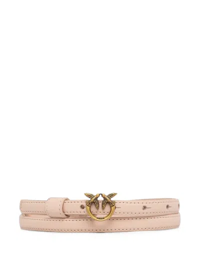 Pinko Love Birds-buckle Leather Belt In Pink
