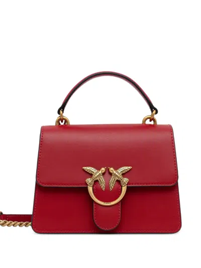 Pinko Love Birds-hardware Leather Handbag In Burgundy
