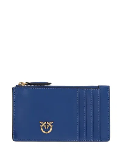 Pinko Love Birds-hardware Zipped Card Holder In Blue