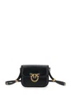 Pinko 'love Box' Black Crossbody Bag With Love Birds Plaque On The Front In Black
