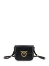 Pinko 'love Box' Black Crossbody Bag With Love Birds Plaque On The Front In Black