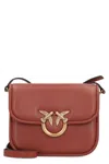 Pinko Love Box Fl Mini Leather Crossbody Bag In Brown