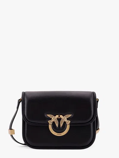 Pinko Love Box Leather Crossbody Bag In Black