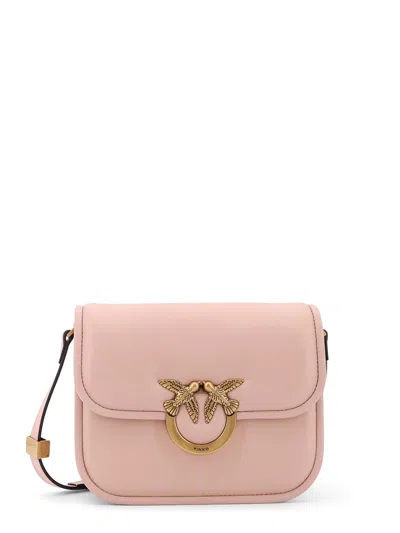Pinko Love Box Leather Crossbody Bag In Pink