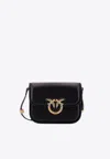Pinko Love Box Black Crossbody Bag With Love Birds Plaque On The Front In Leather Woman