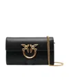 Pinko Structured Black Shoulder Bag With Distinctive Gold-tone Clasp In Black
