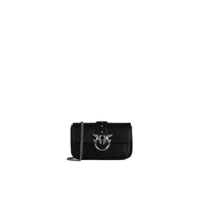 Pinko Love Chain Linked Crossbody Bag In Black
