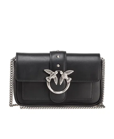Pinko Love Chain Linked Crossbody Bag In Black