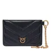 Pinko Galleria Quilted Leather Chain Cardholder In Nero-antique Gold