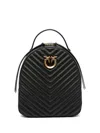 Pinko Love Chevron Leather Backpack In Black