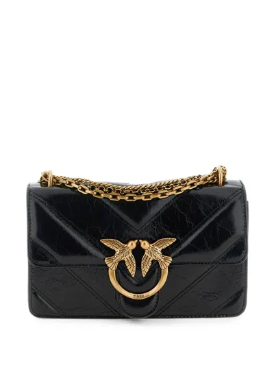Pinko Love Chevron-stitched Shoulder Bag In Black