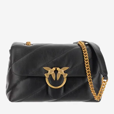 Pinko Love Bird Quilted Mini Shoulder Bag In Black