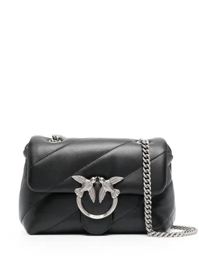 Pinko 'love Classic Puff' Black Shoulder Bag With Diagonal Maxi Quilting