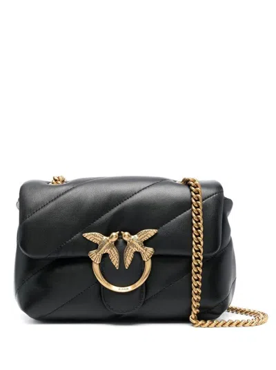 Pinko 'love Classic Puff' Black Shoulder Bag With Diagonal Maxi Quilting