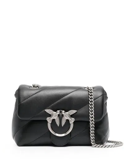 PINKO 'LOVE CLASSIC PUFF' BLACK SHOULDER BAG WITH DIAGONAL MAXI QUILTING IN LEATHER WOMAN