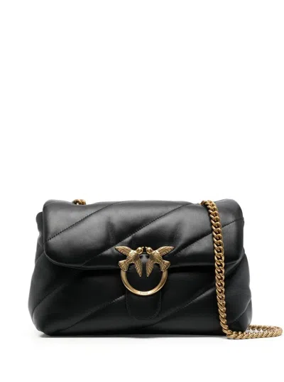 PINKO LOVE CLASSIC PUFF BLACK SHOULDER BAG WITH DIAGONAL MAXI QUILTING IN LEATHER WOMAN PINKO