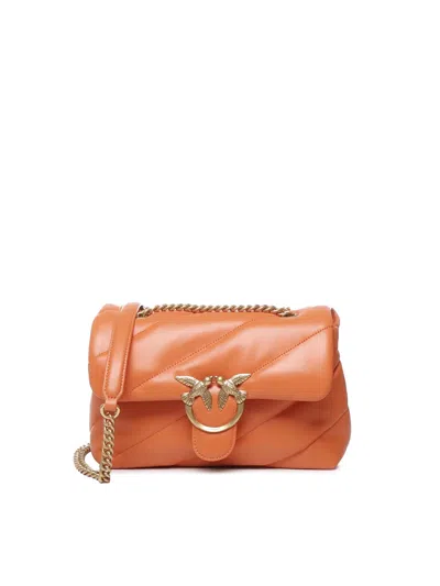 Pinko Love Classic Puff Logo Plaque Crossbody Bag In Orange