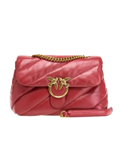 Pinko Love Classic Puff Logo Plaque Crossbody Bag In Orange