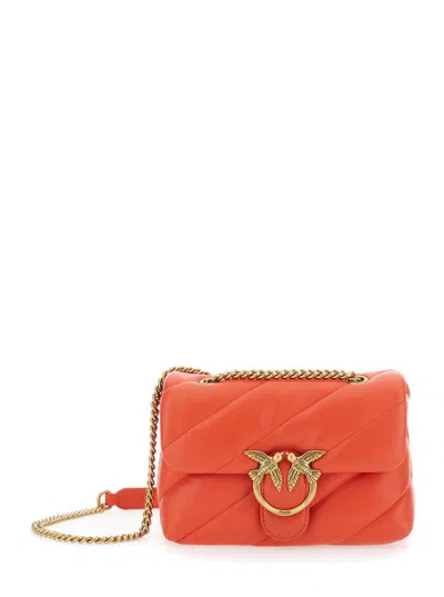 Pinko 'love Classic Puff' Red Shoulder Bag With Diagonal Maxi Quilting
