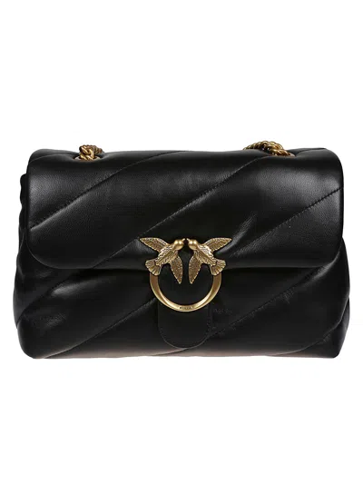 Pinko Love Classic Puff Sheepskin Shoulder Bag In Black