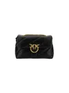 Pinko Love Baby Puff Leather Crossbody Bag In Q Nero Antique Gold