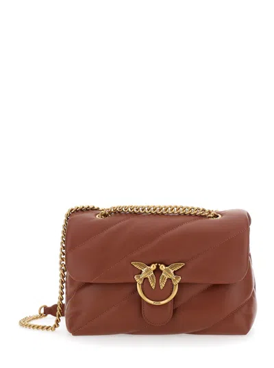 Pinko Love Classic Puffer Shoulder Bag In Brown