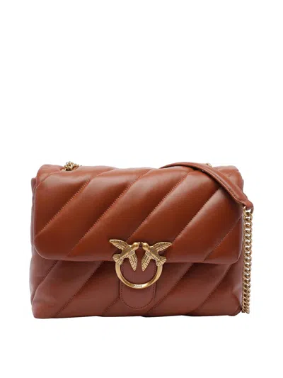 Pinko Love Classic Puffer Shoulder Bag In Marrón