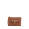 Pinko 'love Classic Puff' Brown Shoulder Bag With Diagonal Maxi Quilting In Leather Woman