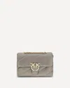 Pinko Love Quilted Logo-embellished Shoulder Bag In Gray