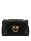 Pinko Quilted Chain Shoulder Bag With Gold-tone Hardware In Nero/antique