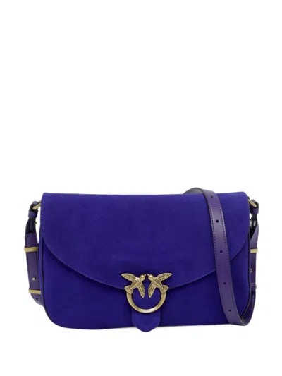 Pinko Love Classic Suede Satchel Bag In Blue