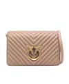 Pinko Love Click Classic Leather Bag In Nude
