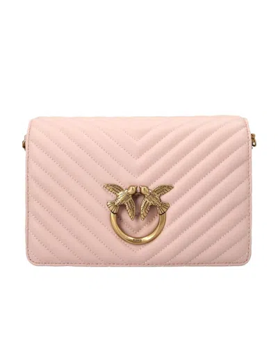 Pinko Love Quilted Crossbody Bag In Nude