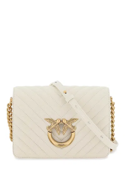 Pinko Love Click Mini Chevron Bag In Bianco Seta Antique Gold (white)