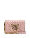 Pinko Leather Shoulder Bag In Dusty Pink/antique Gold