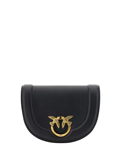 Pinko Love Click Round Shoulder Bag In Black