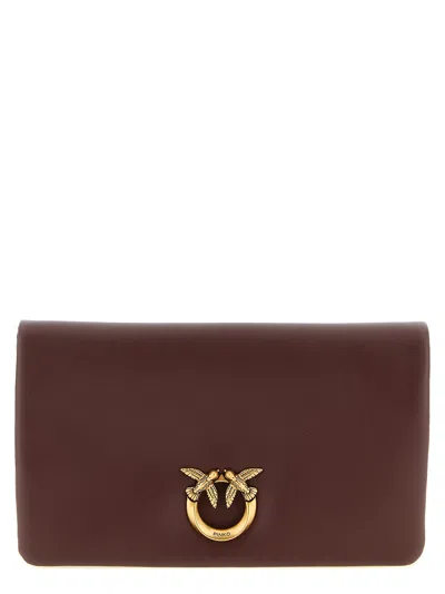 Pinko Love Click Soft Horizontal Clutch Bordeaux In Burgundy