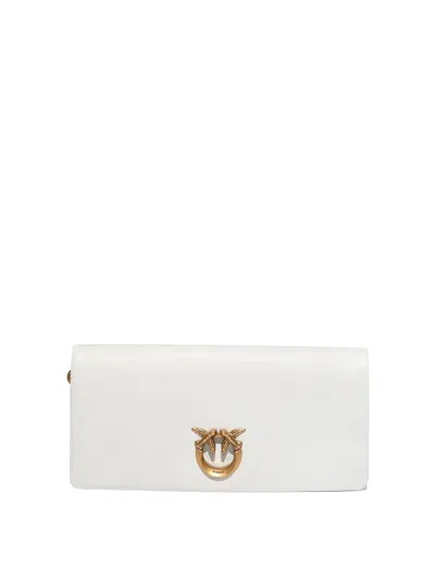 Pinko Love Click Soft Horizontal Medium Clutch In White