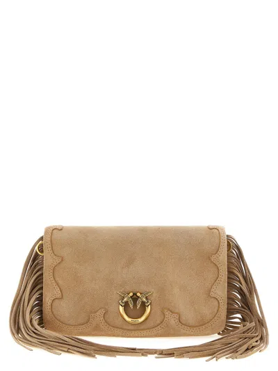 Pinko Love Click Soft Horizontal Mini Clutch In Sand