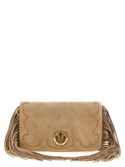 Pinko 'love Click Soft Horizontal' Mini Clutch In Sand